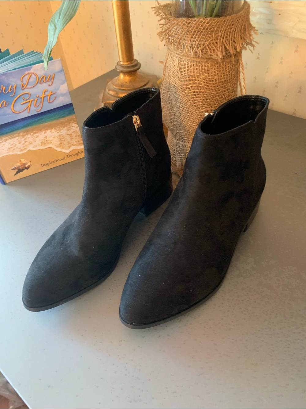 J. Crew NEW WITH TAG, BLACK SUADE Classic ankle boots with side zippers